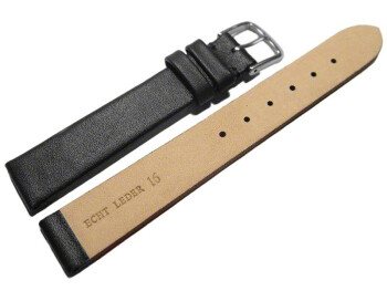 Bracelet de montre - cuir lisse de veau - noir 8mm Acier