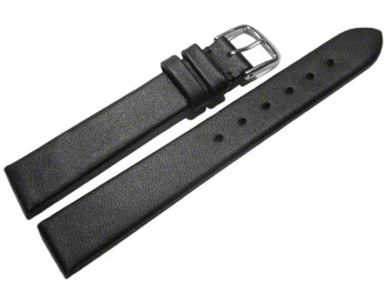 Bracelet de montre - cuir lisse de veau - noir 16mm Acier