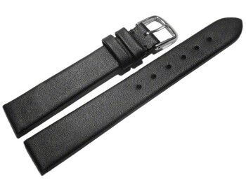 Bracelet de montre - cuir lisse de veau - noir 20mm Acier