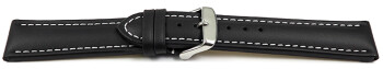 Bracelet montre - cuir de veau lisse - noir - XXL - 20mm...