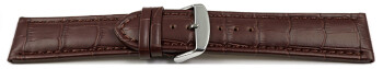 Bracelet de montre - cuir de veau - grain croco - marron foncé - 28mm