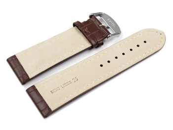 Bracelet de montre - cuir de veau - grain croco - marron foncé - 28mm