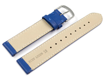 Bracelet montre-cuir veau de qualité supérieur-souple-bleu vif 16mm Acier