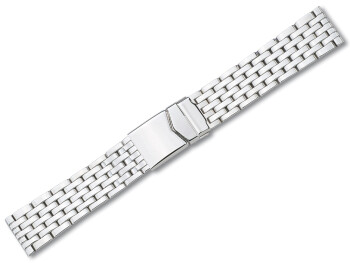 Bracelet montre - acier inox massif -7 mailles, poli - 18, 20 mm