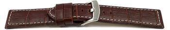 Bracelet de montre à boucle ardillon large - grain croco - brun 22mm