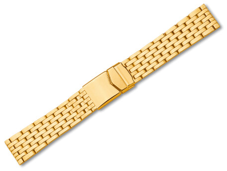 Bracelet montre acier inox massif -7 mailles-plaqué or-18mm,20mm