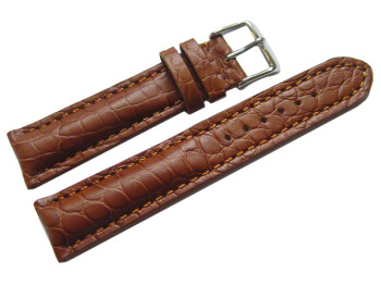 Bracelet de montre en alligator - rembourrage épais - cognac 18mm Acier