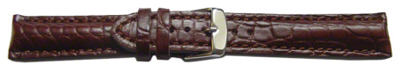 Bracelet de montre en alligator - rembourrage épais - marron foncé 20mm Acier