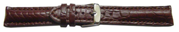 Bracelet de montre en alligator - rembourrage épais - marron foncé 24mm Acier