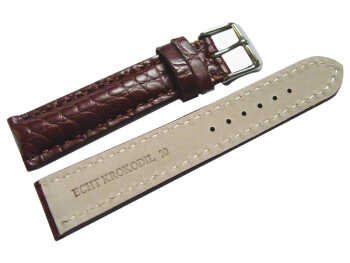 Bracelet de montre en alligator - rembourrage épais - marron foncé 24mm Acier