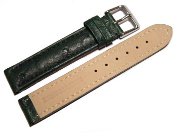 Bracelet de montre - Autruche véritable - vert foncé 18mm Acier