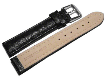 Bracelet-montre - Autruche véritable - noir 18mm Acier
