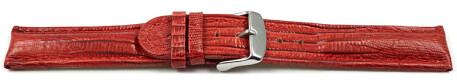 Bracelet de montre - cuir de veau véritable - téju - rouge 18mm Acier