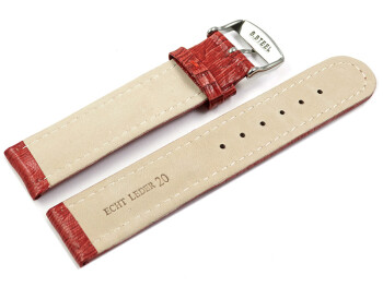 Bracelet de montre - cuir de veau véritable - téju - rouge 18mm Acier
