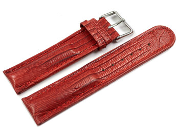 Bracelet de montre - cuir de veau véritable - téju - rouge 22mm Acier