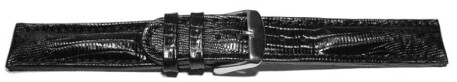 Bracelet de montre - cuir de veau véritable - téju - noir 18mm Acier