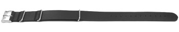 Bracelet montre NATO - en cuir de veau - noir 20mm