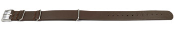 Bracelet montre NATO - en cuir de veau - marron foncé 20mm