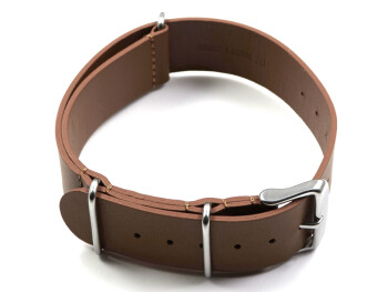 Bracelet montre NATO - en cuir de veau - marron clair 18mm