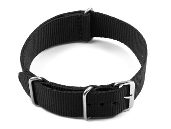 Bracelet montre NATO - en nylon - résistant - noir 20mm