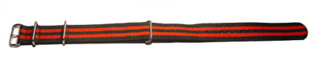 Bracelet de montre NATO-en nylon-résistant-rayé rouge et noir 18mm