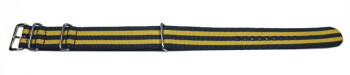 Bracelet montre NATO-en nylon-résistant-rayé jaune et bleu foncé 18mm
