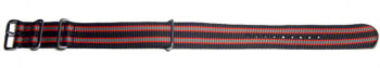 Bracelet de montre NATO-en nylon-résistant-rayé gris/rouge/noir 18mm