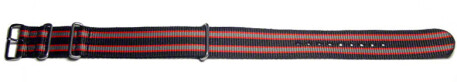 Bracelet de montre NATO-en nylon-résistant-rayé gris/rouge/noir 20mm