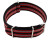 Bracelet de montre NATO-en nylon-résistant-rayé gris/rouge/noir 24mm