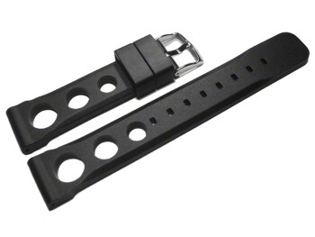 Bracelet de montre - silicone perforé - noir 20mm