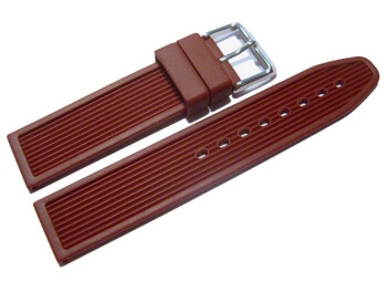 Bracelet montre sport boucle ardillon-silicone -rayure -bordeaux 20mm Acier