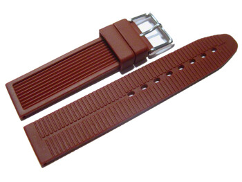 Bracelet montre sport boucle ardillon-silicone -rayure -bordeaux 20mm Acier