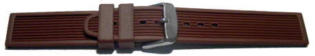 Bracelet montre sport boucle ardillon-silicone -rayure - marron 20mm Dorée