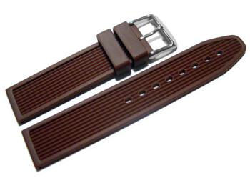 Bracelet montre sport boucle ardillon-silicone -rayure - marron 22mm Acier