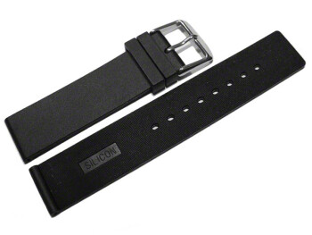 Bracelet de montre - silicone - plat - noir 14mm Acier