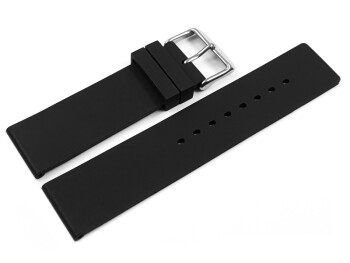 Bracelet de montre - silicone - plat - noir 24mm Acier