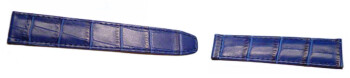 Cuir de veau vritable - grain crocodile - bleu 16mm