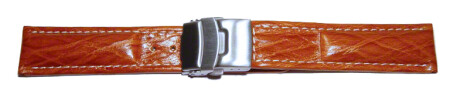 Bracelet de montre - Deployante - Bark - cuir de veau - marron clair 24mm Acier