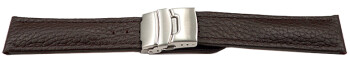 Bracelet de montre - cuir de veau grainé - marron foncé 18mm Acier