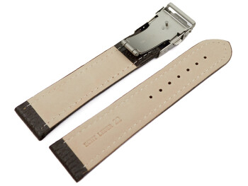 Bracelet de montre - cuir de veau grainé - marron foncé 18mm Acier