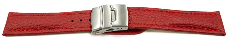 Bracelet de montre - cuir de veau grainé - rouge 20mm Acier