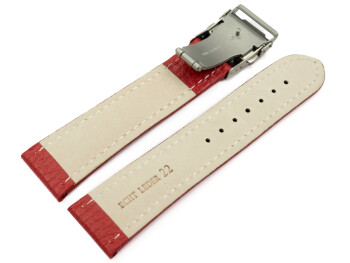 Bracelet de montre - cuir de veau grainé - rouge 20mm Acier