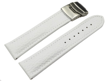 Bracelet de montre - cuir de veau grainé - blanc 18mm Acier