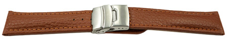 Bracelet de montre - cuir de veau grainé - marron clair 20mm Acier