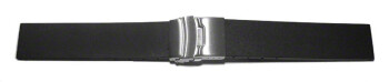 Bracelet montre à déployante - silicone - plat - noir 20mm
