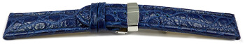 Bracelet de montre - African - cuir de veau véritable - bleu 18mm Acier