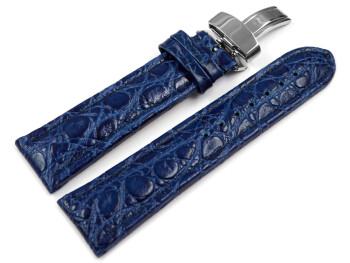 Bracelet de montre - African - cuir de veau véritable - bleu 18mm Acier