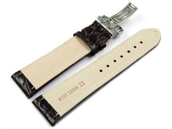 Bracelet de montre -African- cuir de veau véritable-marron foncé 18mm Acier