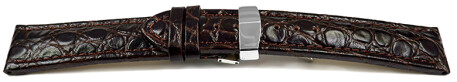 Bracelet de montre -African- cuir de veau véritable-marron foncé 20mm Acier