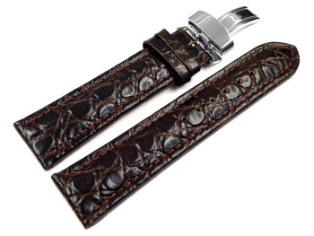 Bracelet de montre -African- cuir de veau véritable-marron foncé 20mm Acier
